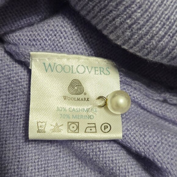 Woolovers Cashmere and Merino Knitted Polo Shirt Soft Lilac S - Picture 6 of 11